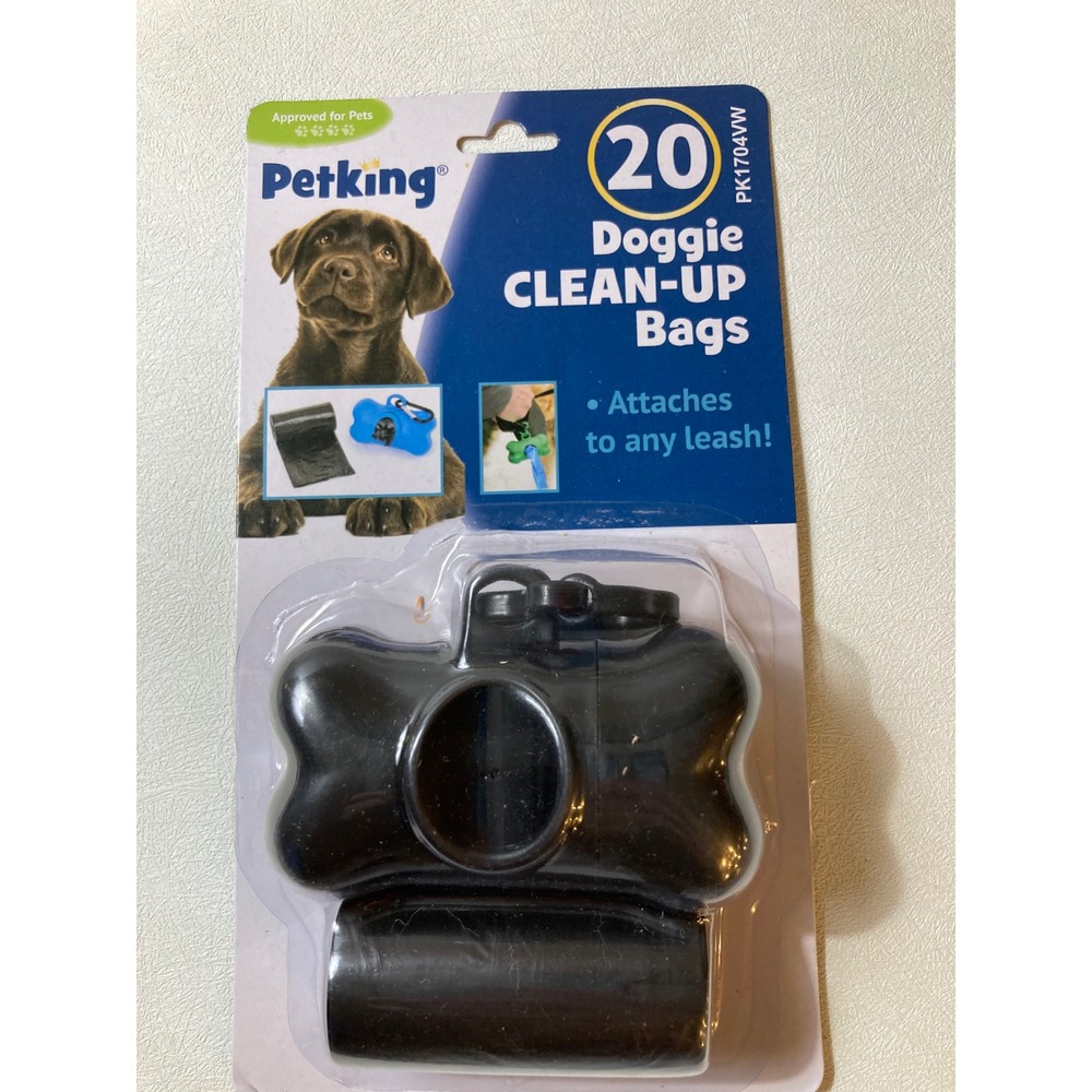 Petking Doggie Clean-Up Bags 20 Count Black Bone Dispenser Leash Clip PK1704VW